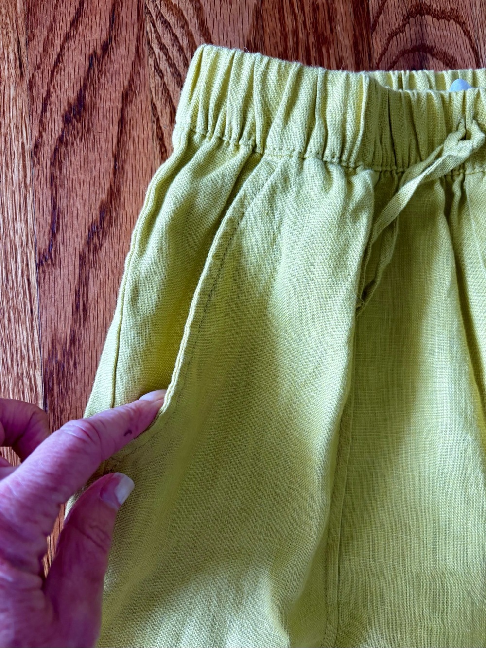 Zara Chartreuse Lightweight Linen Elastic Waist Casual Kids Pants - Picture 3 of 7